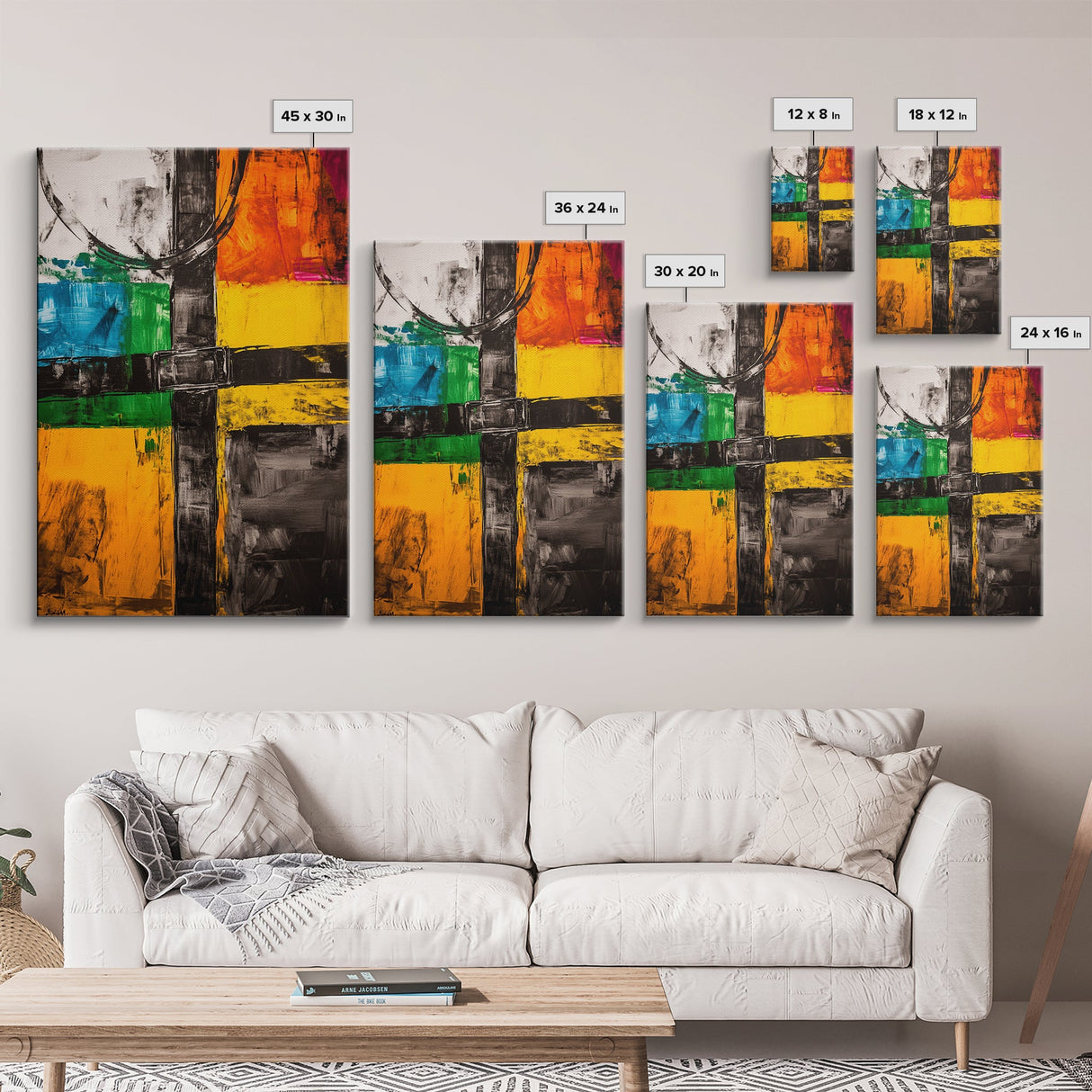 Industrial Abstract, Geometric Art, Bold Black and Yellow, Modern Wall Decor, Office Art, Contemporary Painting, Framed Canvas Print