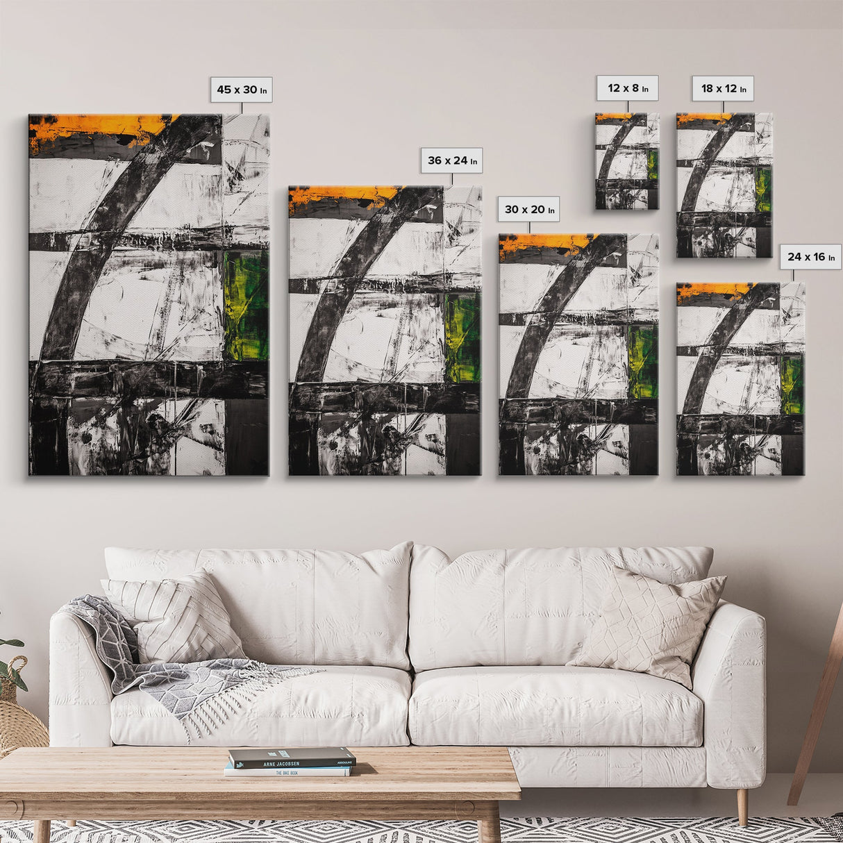 Geometric Patterns, Modern Abstract Art, Industrial Design, Black and Yellow, Unique Home Decor, Bold Style, Statement Artwork, Canvas Print