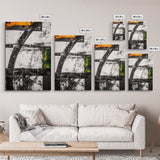 Geometric Patterns, Modern Abstract Art, Industrial Design, Black and Yellow, Unique Home Decor, Bold Style, Statement Artwork, Canvas Print