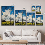 Power Lines, Rural Landscape, Country Wall Art, Modern Farmhouse Decor, Yellow Field Canvas Print, Minimalist Wall Art, Office Wall Decor