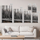 Forest Landscape, Black and White Tree Art, Moody Woodland Scene, Rustic Nature Wall Decor, Cabin Home Artwork, Framed Canvas Print