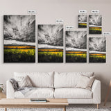 Dramatic Sky, Mountain Landscape, Autumn Wall Art, Golden Field Canvas Print, Rustic Home Decor, Modern Farmhouse Art, Large Wall Art