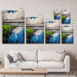 Ocean Reflections, Coastal Wall Art, Blue Abstract Beach Scene, Seascape Framed Canvas Print, Modern Home Decor, Living Room Wall Art