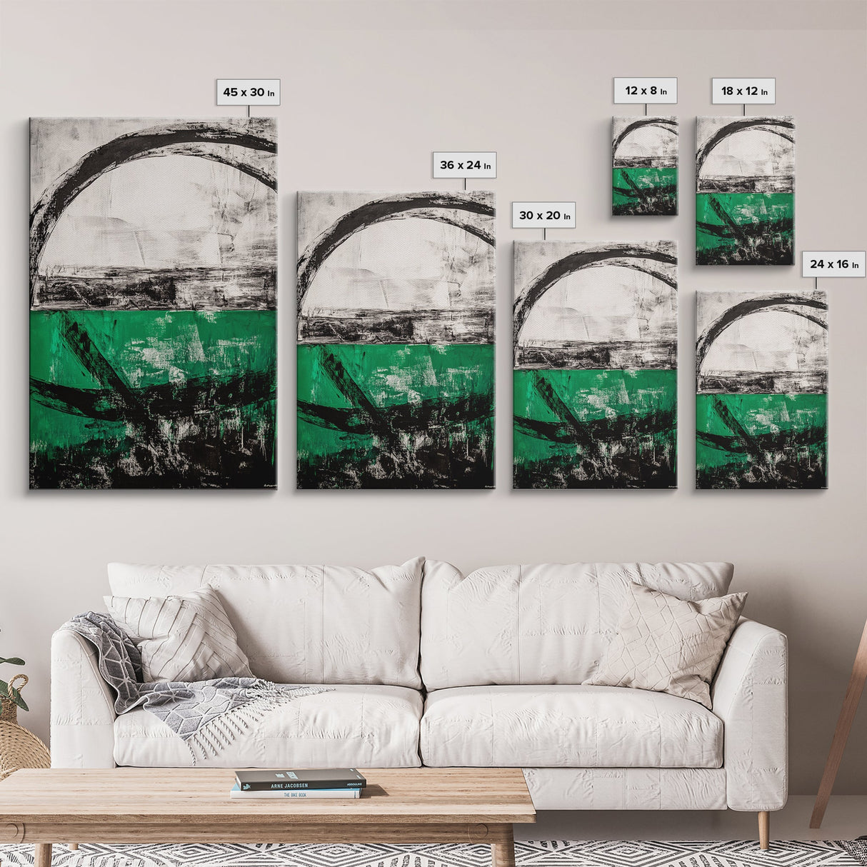 Abstract Horizon, Green and Black Art, Minimalist Canvas Print, Modern Office Decor, Bold Artwork, Statement Piece, Contemporary Home