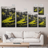 Forest Glow, Golden Trees, Nature Wall Art, Canvas Print, Mountain Landscape, Woodland Scene, Autumn Decor, Cabin Home Style, Moody Tones