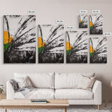 Abstract Grass, Modern Wall Art, Minimalist Home Decor, Framed Canvas Print, Black White Gold, Contemporary Artwork, Bold Design