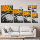 Abstract Tree, Fall Wall Art, Modern Nature Painting, Framed Canvas Print, Rustic Home Decor, Bold Orange Yellow, Unique Artwork