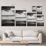 Stormy Beach, Coastal Wall Art, Black White Ocean, Framed Canvas Print, Dramatic Seascape, Nautical Home Decor, Modern Minimalist