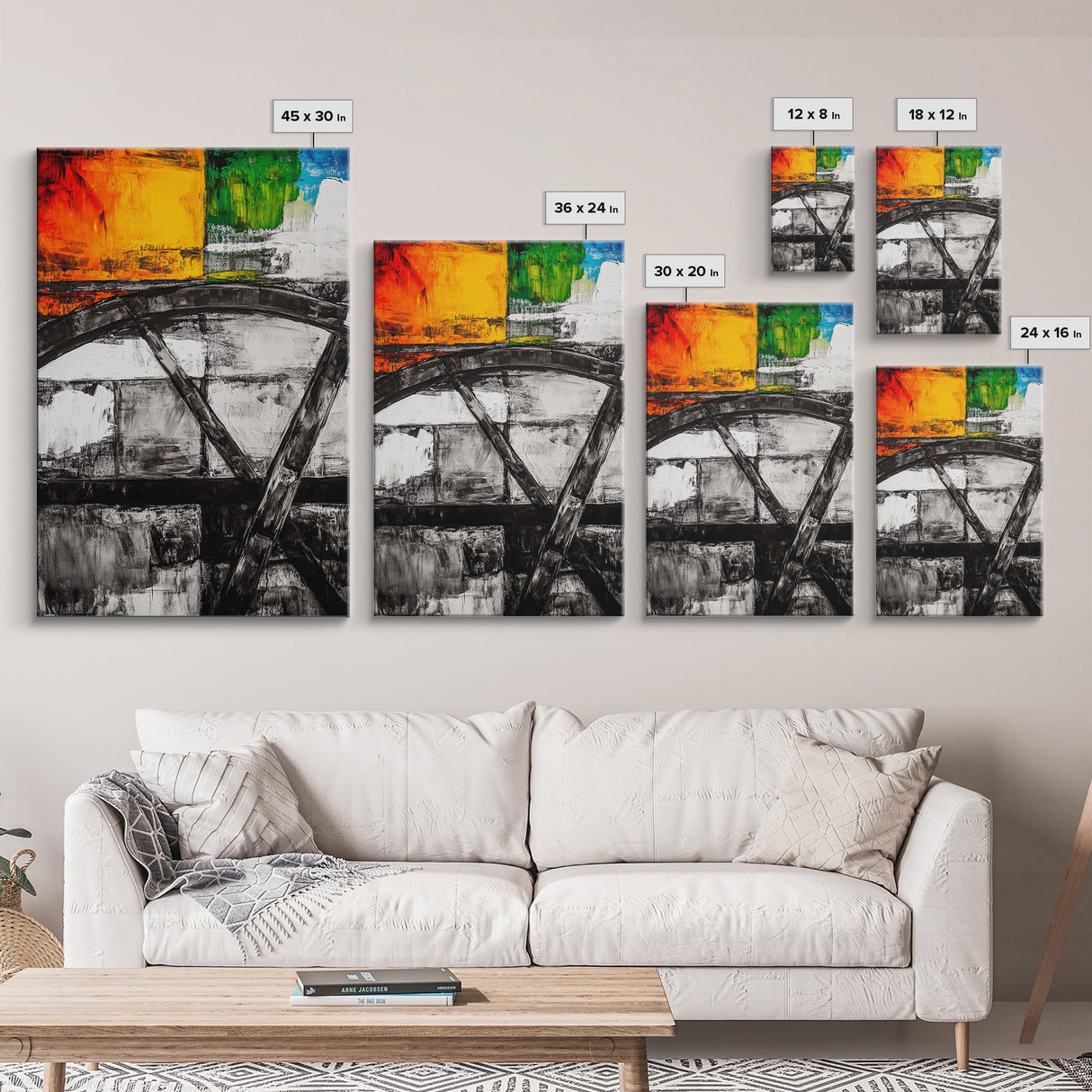 Industrial Abstract, Modern Wall Art, Bold Textured Painting, Framed Canvas Print, Contemporary Office Decor, Unique Statement Piece