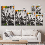 Sunflower, Black White Floral Art, Rustic Boho Decor, Farmhouse Wall Art, Nature Botanical Print, Framed Canvas Print