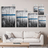 Tall Grass, Serene Lake View, Minimalist Coastal Art, Black White Landscape, Contemporary Home Decor, Canvas Print