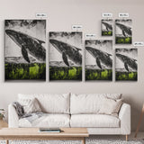 Humpback Whale, Ocean Wall Art, Framed Canvas Print, Black and White Art, Nautical Decor, Beach House Art, Coastal Wall Art