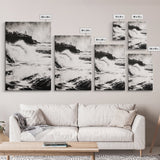 Ocean Waves, Seascape Painting, Framed Canvas Print, Beach House Decor, Nautical Wall Art, Black and White Art, Coastal Living Room