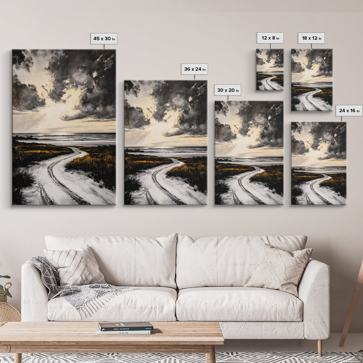 Coastal Sunset, Beach Landscape, Framed Canvas Print, Serene Ocean Art, Golden Hour Painting, Nature Wall Art, Boho Bedroom Decor
