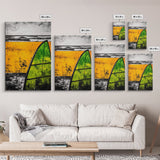 Yellow Beach, Sailboat Art, Nautical Decor, Coastal Wall Art, Framed Canvas Print, Ocean Waves, Living Room Art, Bold Abstract Style