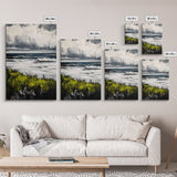 Ocean Waves, Storm Clouds, Coastal Drama, Seascape Wall Art, Framed Canvas Print, Modern Home Decor, Blue Gray Tones, Beach Aesthetic