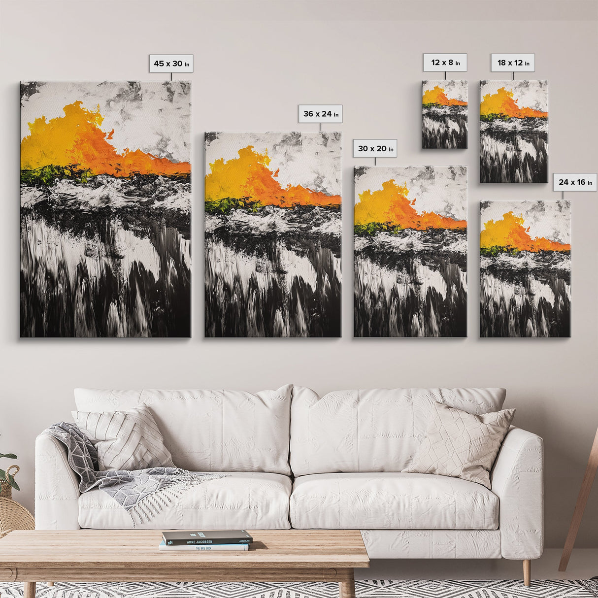 Abstract Fire, Bold Brushstrokes, Framed Canvas Print, Modern Expressionist Art, Living Room Accent, Dramatic Wall Decor, Fall Art