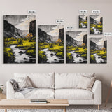Mountain River, National Park Art, Black and White Landscape, Nature Lover Gift, Rustic Home Decor, Adventure Print, Framed Canvas Print