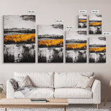 Autumn Mountain Scene, Yellow Trees Reflection, Black White Landscape, Rustic Cabin Art, Cozy Fall Wall Decor, Framed Canvas Print