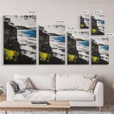 Cliffside View, Ocean Landscape, Modern Coastal Canvas Print, Beach House Wall Art, Black and White Decor, Contemporary Artwork