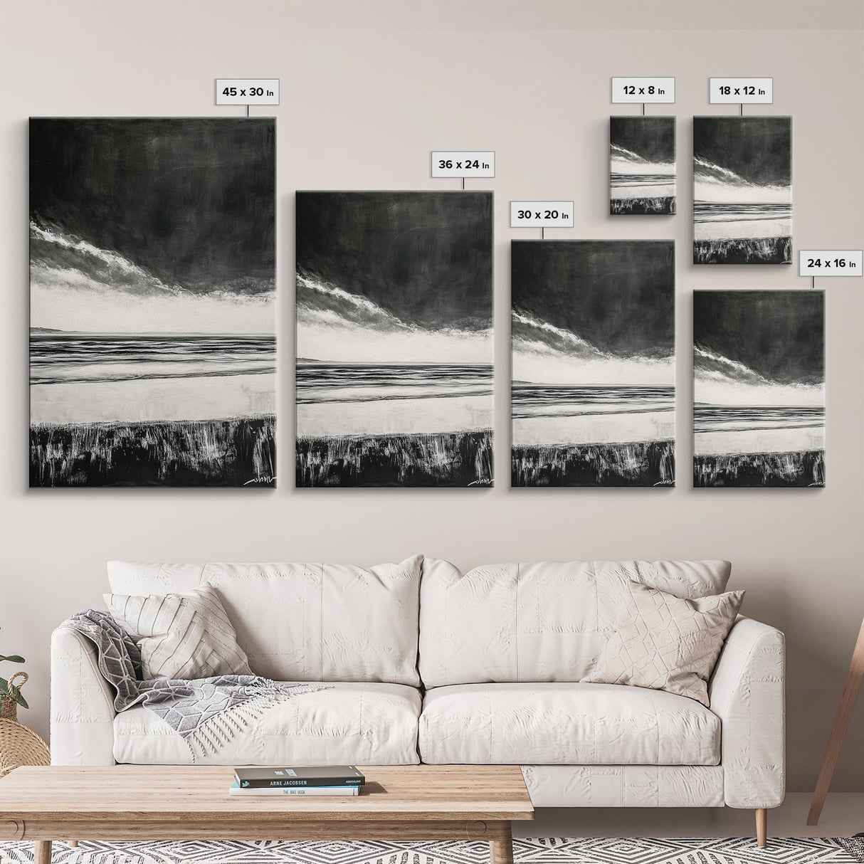 Dark Sky, Ocean Storm, Dramatic Seascape, Canvas Print, Moody Wall Art, Modern Coastal Decor, Nautical Painting, Living Room Art