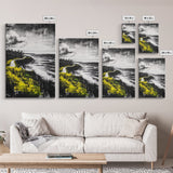 Coastal Road, Ocean View, Yellow Grass, Canvas Print, Scenic Landscape, Rustic Wall Art, Beach House Decor, Nature Painting