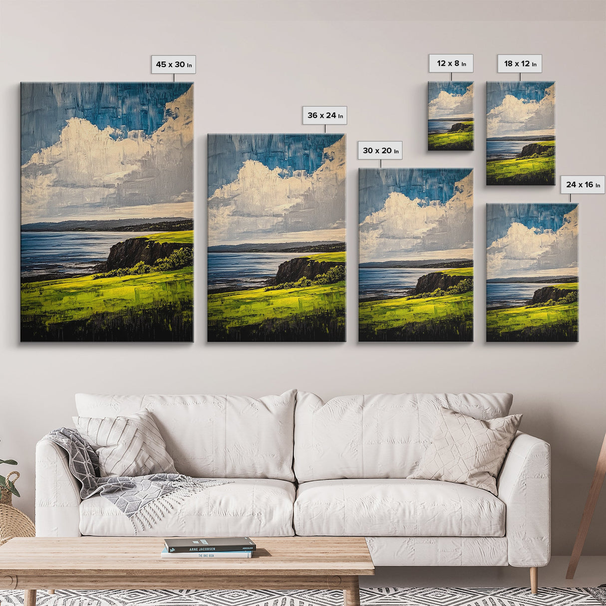 Coastal Cliff Art, Ocean View Print, Nature Landscape Decor, Tranquil Wall Art, Serene Scenery Print, Living Room Art, Framed Canvas Print