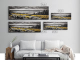 Coastal Storm, Moody Ocean Art, Dramatic Landscape, Black and Gold Print, Framed Canvas Print, Modern Wall Art, Beach House Decor
