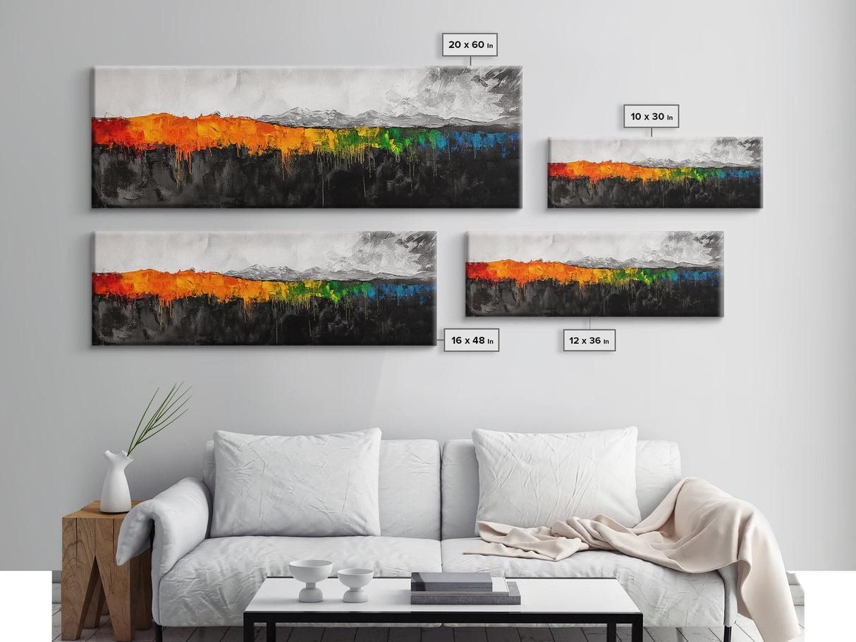 Abstract Mountain Art, Bold Colorful Landscape, Modern Expressionist Painting, Autumn Decor, Framed Canvas Print, Dining Room Art