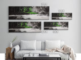 Misty Forest, River Landscape, Green Nature, Framed Canvas Print, Large Wall Art, Nature Wall Decor, Living Room Art, Modern Art