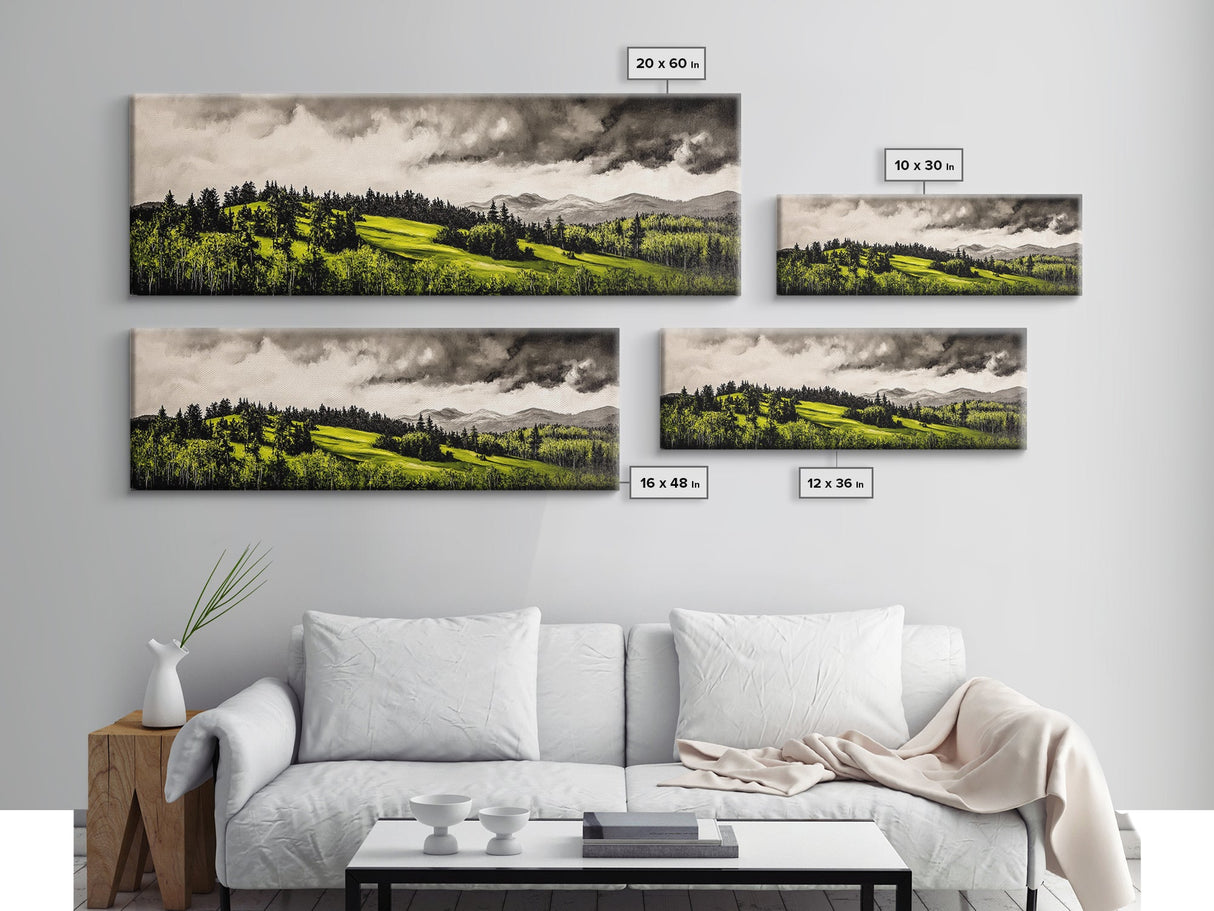 Rolling Hills, Green Landscape, Mountain View, Canvas Print, Nature Inspired Art, Living Room Wall Art, Scenic Home Decor, Rustic Art