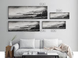 Misty Mountains, Monochrome Landscape, Nature Wall Art, Canvas Print, Scenic Home Decor, Adventure Lover Gift, Black and White Art