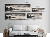 Misty Forest, Black and White Landscape, Minimalist Art, Large Wall Decor, Living Room Wall Art, Framed Canvas Print, Rustic Home Decor
