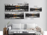 Fall Reflections, Black and White Forest, Vibrant Autumn Colors, Nature Photography, Living Room Wall Art, Canvas Print, Large Wall Art