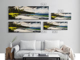 Coastal Landscape, Blue and Green Seascape, Beach Wall Art, Modern Wall Decor, Office Wall Art, Framed Canvas Print, Large Canvas Art