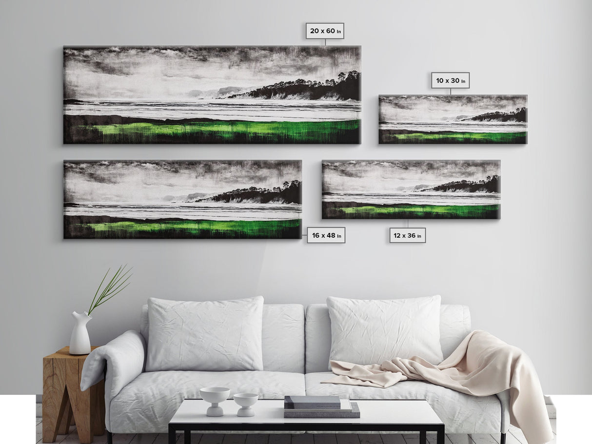 Stormy Beach, Coastal Landscape, Black and White, Canvas Print, Large Wall Art, Modern Home Decor, Bedroom Wall Art, Minimalist Aesthetic