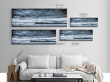 Blue Ocean, Stormy Waves, Mountain Seascape, Canvas Print, Coastal Wall Art, Nautical Home Decor, Living Room Art, Large Modern Print