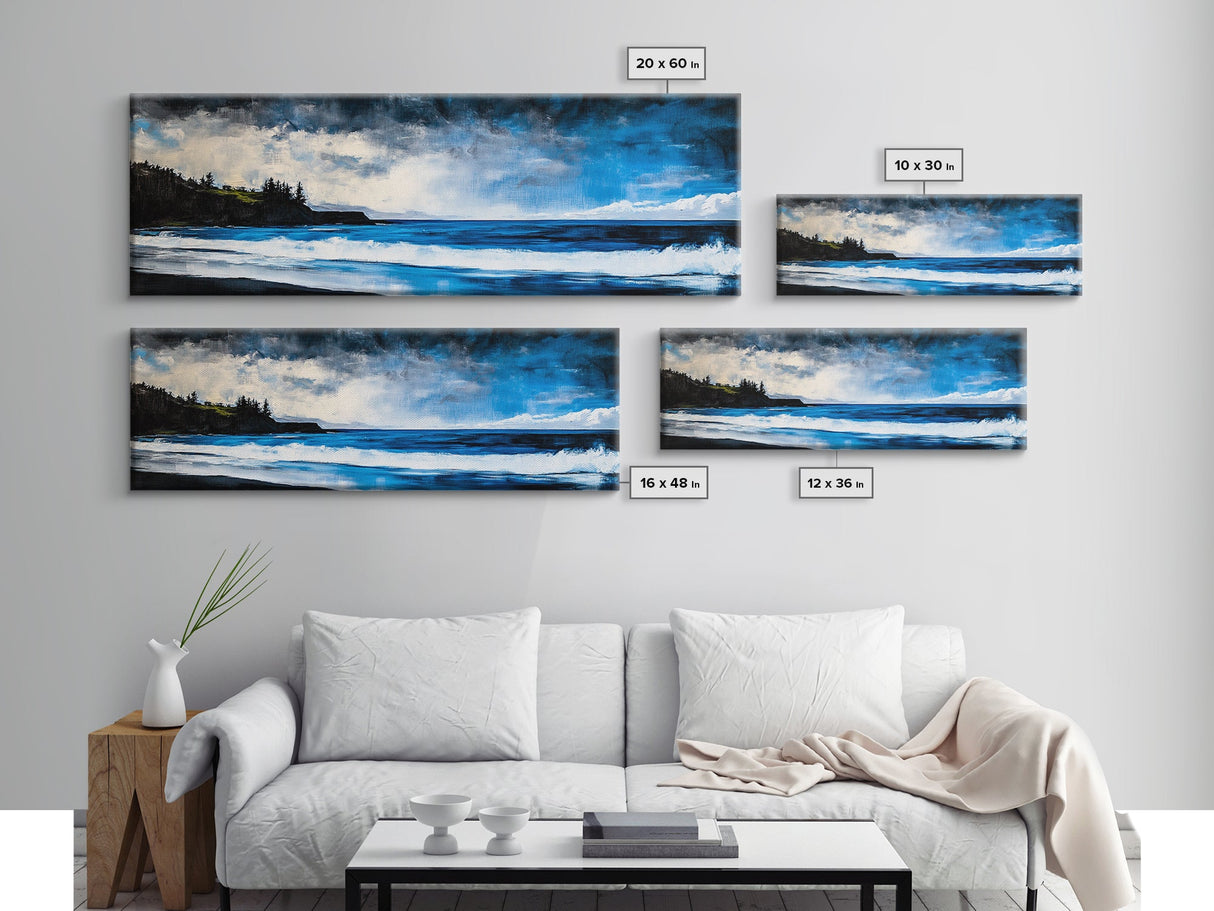 Dramatic Ocean, Seascape Painting, Beach House Decor, Canvas Print, Coastal Wall Art, Bedroom Wall Decor, Blue Wave Art, Nautical Theme