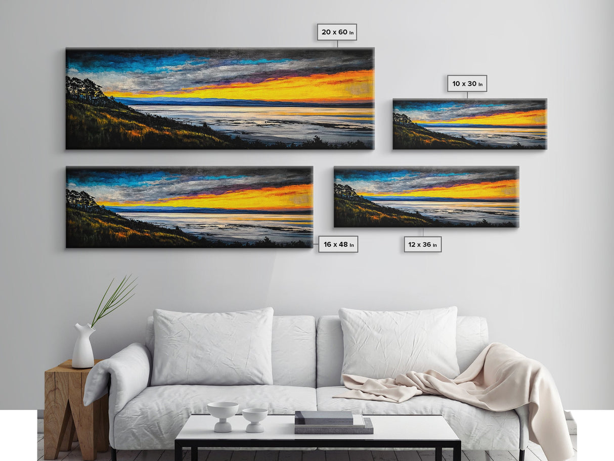 Mountain Sunset, Colorful Landscape, Framed Canvas Print, Nature Wall Art, Home Office Decor, Living Room Wall Art, Scenic View Painting