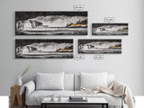 Frozen Cave, Monochrome Landscape, Framed Canvas Print, Winter Wall Art, Dramatic Nature Scene, Home Office Decor, Unique Black and White Art