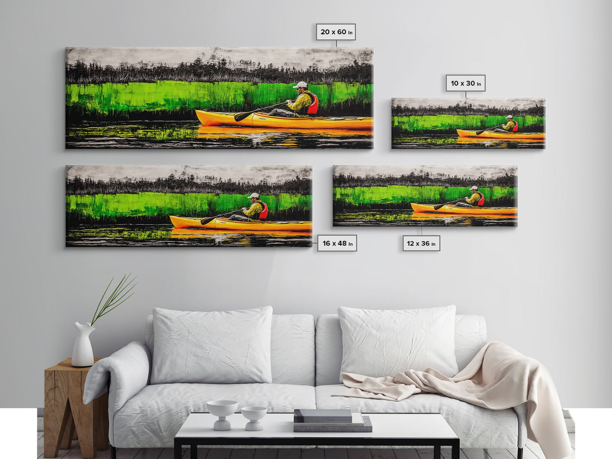 Kayak Adventure, Outdoor Canvas Print, River Wall Art, Nature Inspired, Sports Decor, Modern Home Art, Living Room Canvas Print