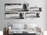 Coastal Landscape Art, Black and White Wall Print, Minimalist Seascape Decor, Modern Beach House Artwork, Canvas Print