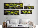 Water Lily Pond, Tranquil Nature Art, Green Botanical Art, Zen Wall Art, Framed Canvas Print, Office Decor, Relaxing Home Art, Spa Wall Art