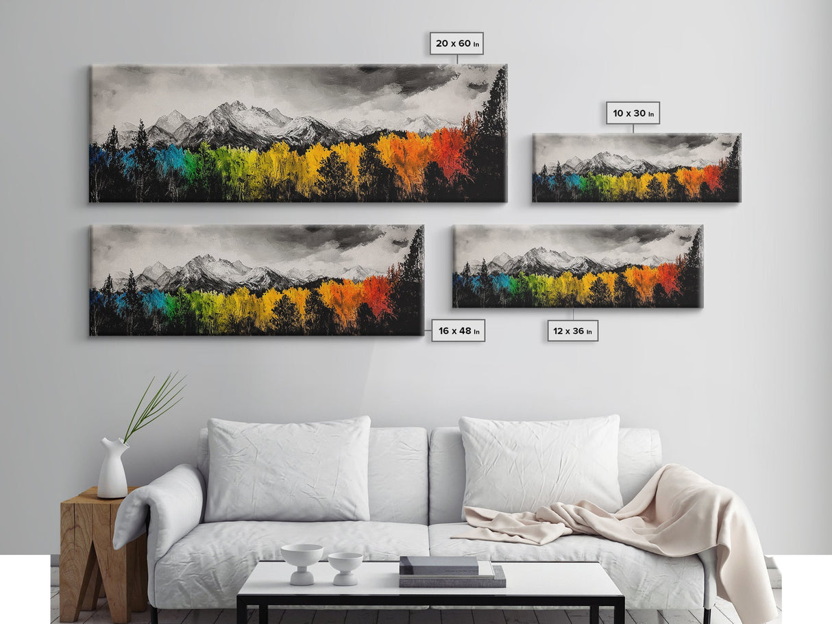 Autumn Colors, Vibrant Mountain Art, Seasonal Landscape, Framed Canvas Print, Nature Wall Art, Cabin Decor, Large Print