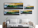 Tropical Wave, Green Ocean, Sunset Beach, Coastal Vibes, Canvas Print, Large Wall Art, Living Room Decor, Surf Style