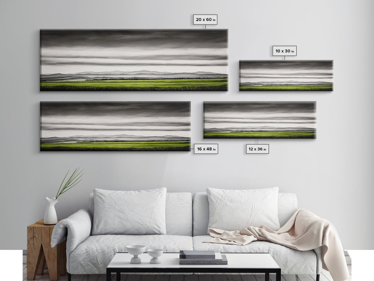 Rolling Hills, Green Fields, Minimalist Landscape, Canvas Print, Nature Wall Art, Modern Farmhouse, Rustic Decor, Office Aesthetic