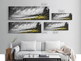 Stormy Coast, Dramatic Sky, Seaside Serenity, Framed Canvas Print, Black and White Art, Large Wall Decor, Living Room Statement