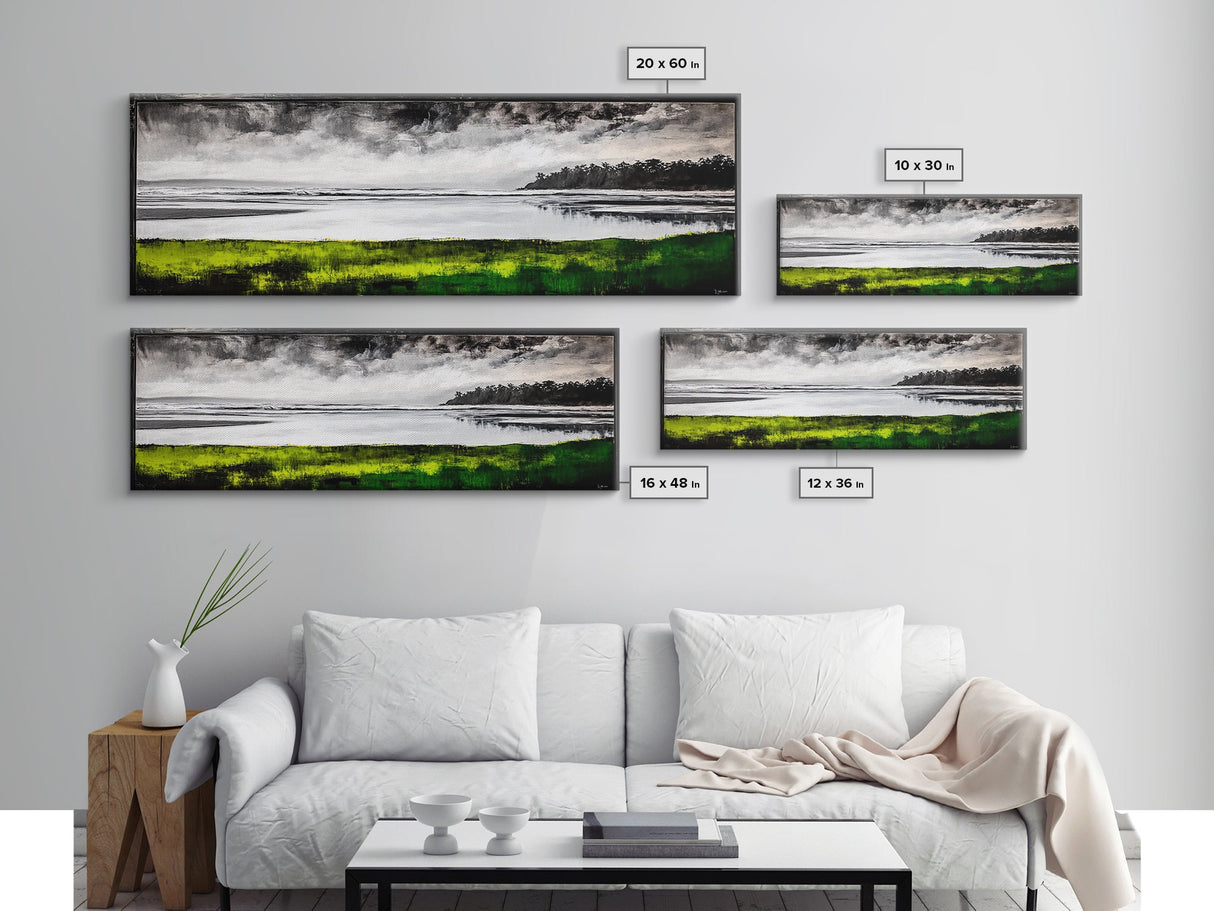 Stormy Beach, Monochrome Art, Framed Canvas Print, Coastal Wall Art, Modern Home Decor, Minimalist Landscape, Office Art, Large Wall Art