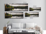 Lake Reflection, Mountain Trees, Framed Canvas Print, Serene Landscape Art, Large Nature Wall Art, Tranquil Home Decor, Bedroom Wall Art