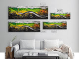 Abstract Snake, Vibrant Reptile Art, Jungle Theme, Wildlife Painting, Green and Yellow, Bold Nature Print, Framed Canvas Print